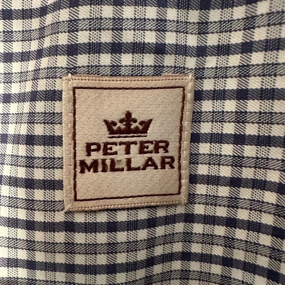 Peter Millar blue and grey checked s/s men’s shirt. NWOT - Picture 4 of 6